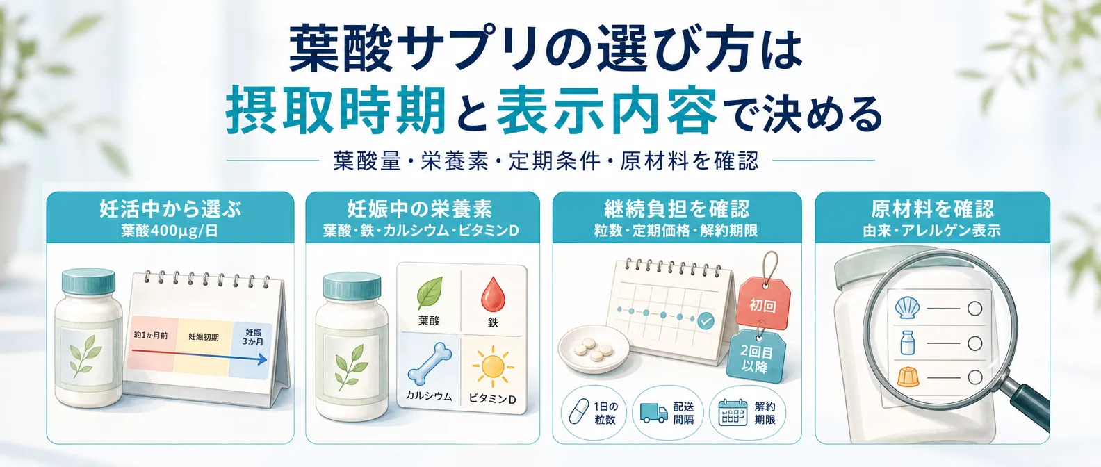 葉酸サプリの選び方は摂取時期と表示内容で決める