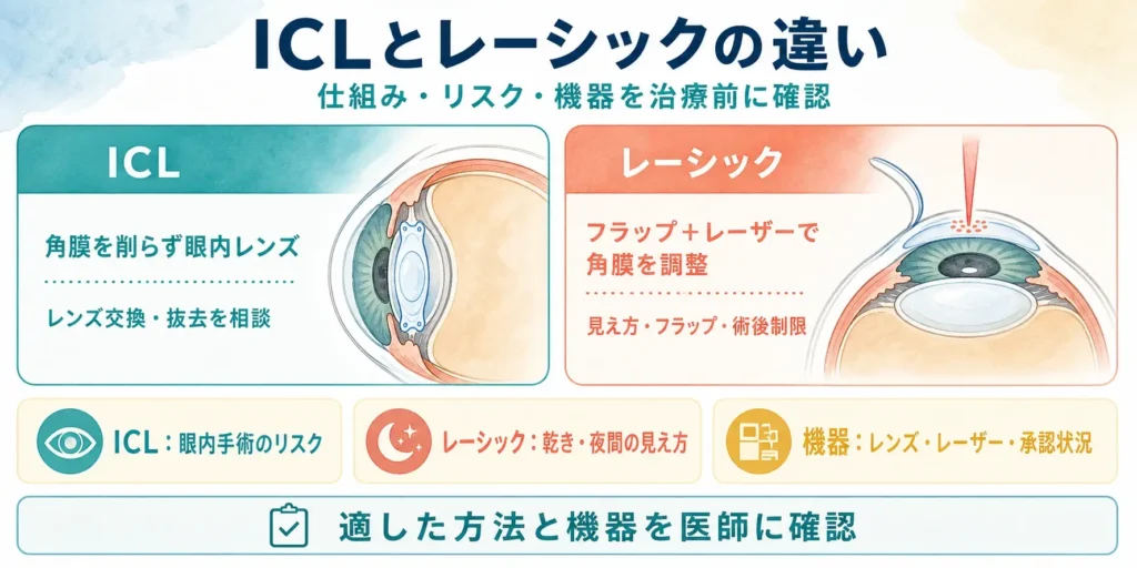 ICL・レーシックの仕組みとは?リスクや使用機器を治療前に確認
