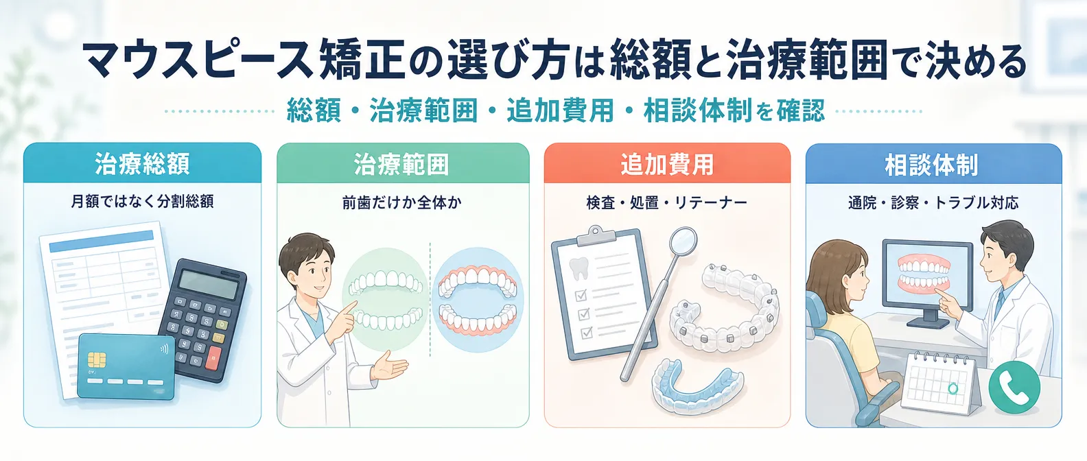 マウスピース矯正の選び方は総額と治療範囲で決める