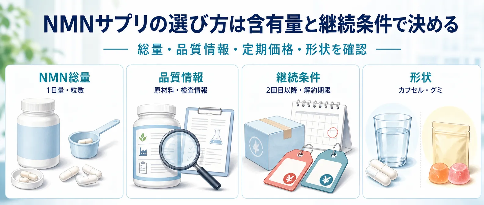 NMNサプリの選び方は含有量と継続条件で決める